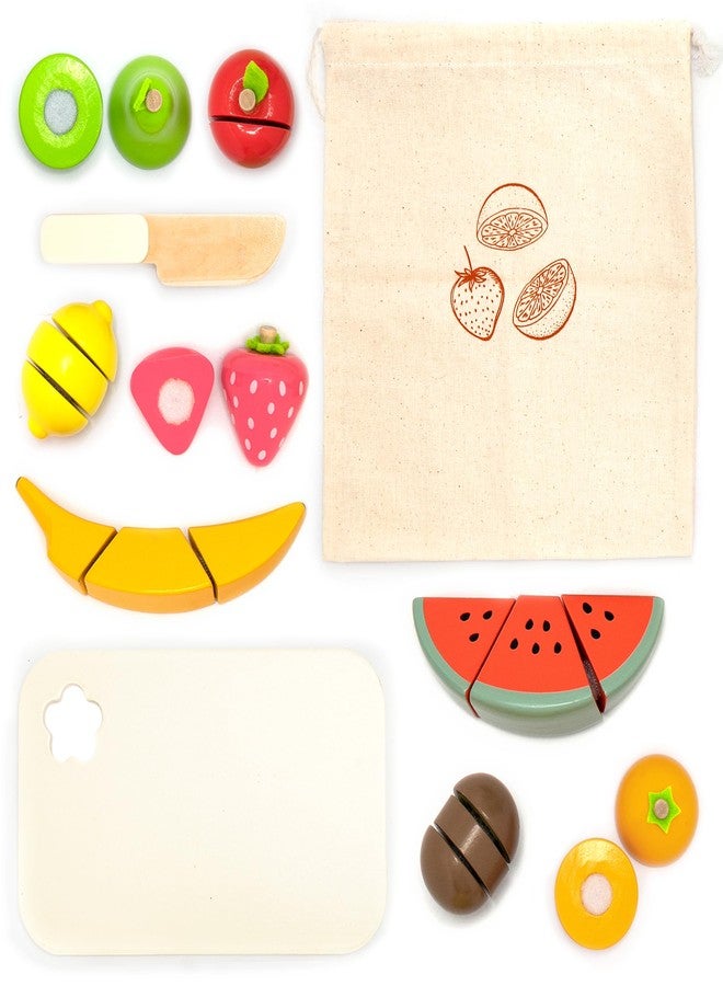 umu Cutting Fruit Set - Wooden Play Food Kitchen Accessory, Multi - Pretend Play Accessories, Wooden Cutting Fruit Toys for Toddlers and Kids Ages 3+ - Image 1